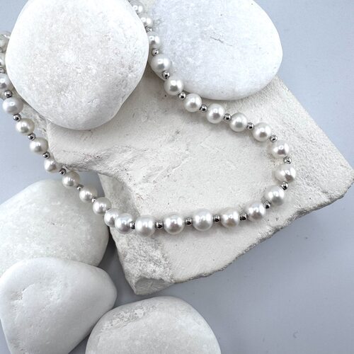 Колье с жемчугом из серебра 925 пробы арт. NK418