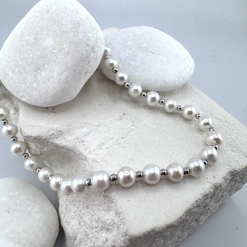 Колье с жемчугом из серебра 925 пробы