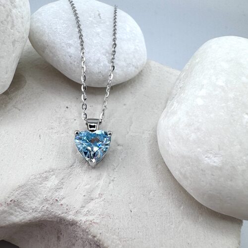 Колье "Сердце" с фианитом из серебра 925 пробы