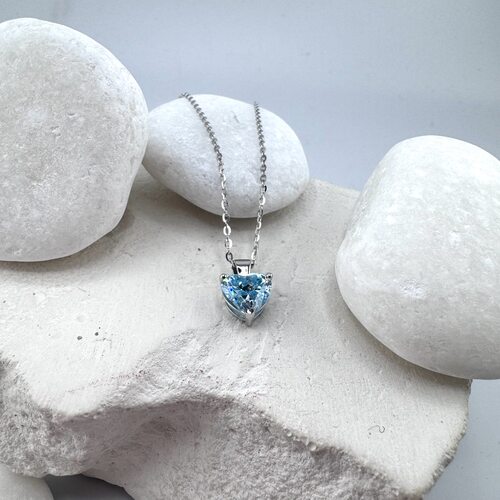 Колье "Сердце" с фианитом из серебра 925 пробы