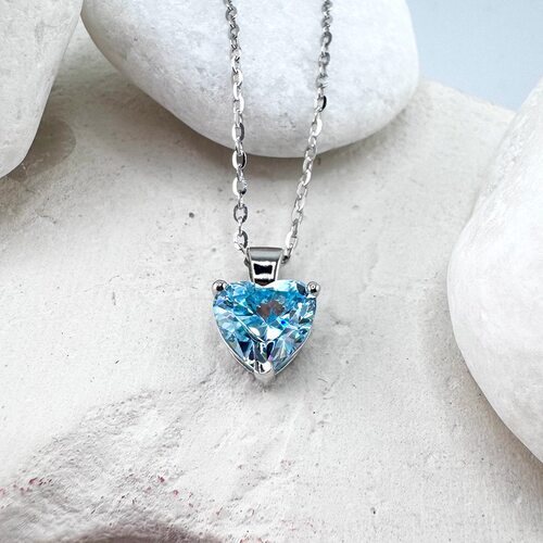 Колье "Сердце" с фианитом из серебра 925 пробы
