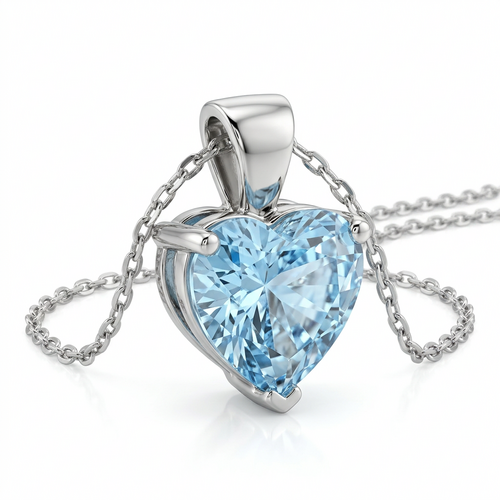 Колье "Сердце" с фианитом из серебра 925 пробы