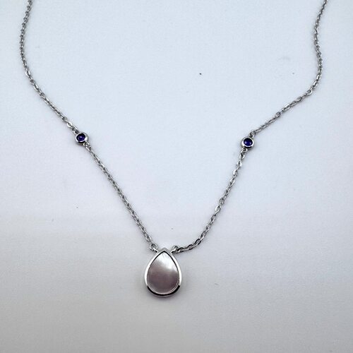 Колье с перламутром и фианитами из серебра 925 пробы