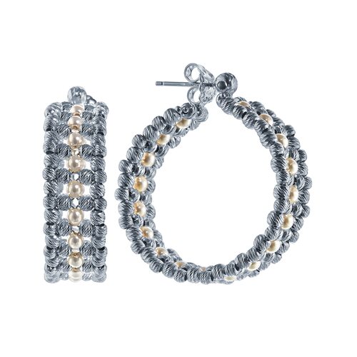 Серьги с жемчугом из серебра 925 пробы