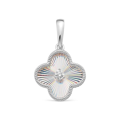 Подвеска "Клевер" с бриллиантом из белого золота 585 пробы