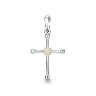 Декоративный крест с опалом из серебра 925 пробы