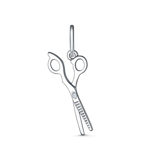 Подвеска "Ножницы" с фианитом из серебра 925 пробы