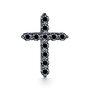 Крест декоративный с черными бриллиантами из белого золота 585 пробы
