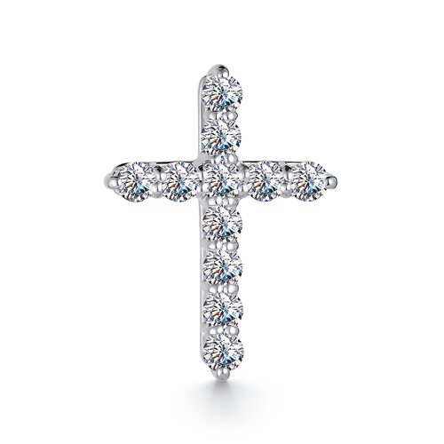 Декоративный крест с бриллиантами из белого золота 585 пробы