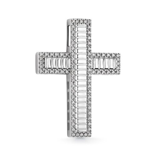 Декоративный крест с бриллиантами из белого золота 585 пробы