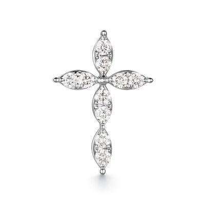 Декоративный крест с бриллиантами из белого золота 585 пробы
