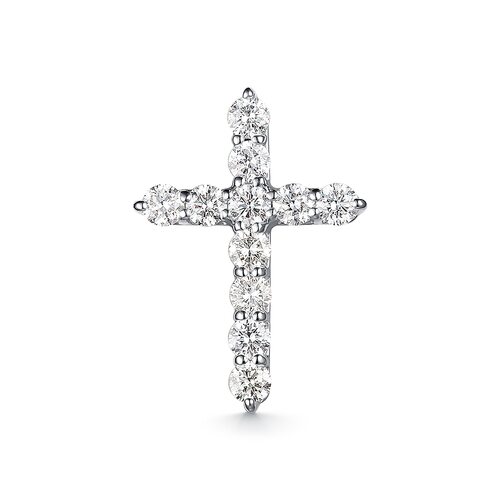 Декоративный крест с бриллиантами из белого золота 585 пробы
