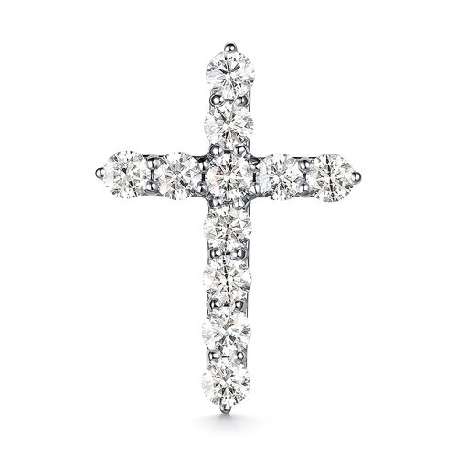 Декоративный крест с бриллиантами из белого золота 585 пробы