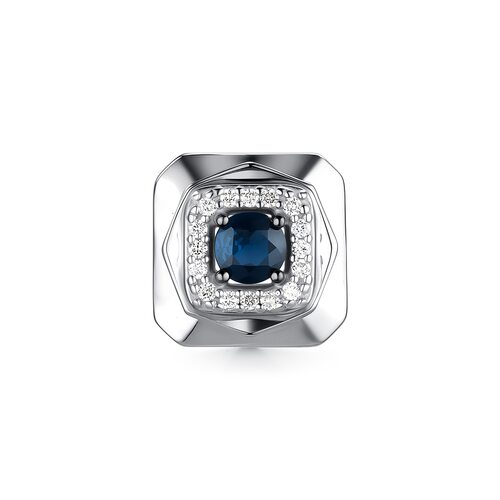 Подвеска с сапфиром и бриллиантами из белого золота 585 пробы