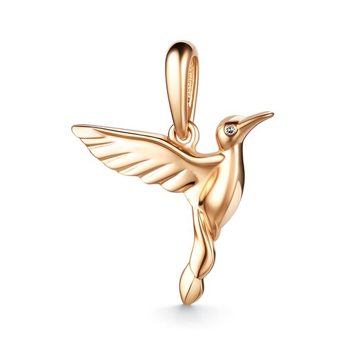 Подвеска "Птица" с бриллиантом из золота 585 пробы