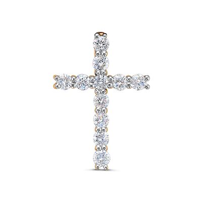 Декоративный крест с бриллиантами из золота 585 пробы