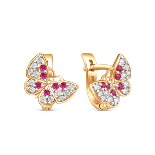 Серьги "Бабочки" с фианитами из серебра 925 пробы