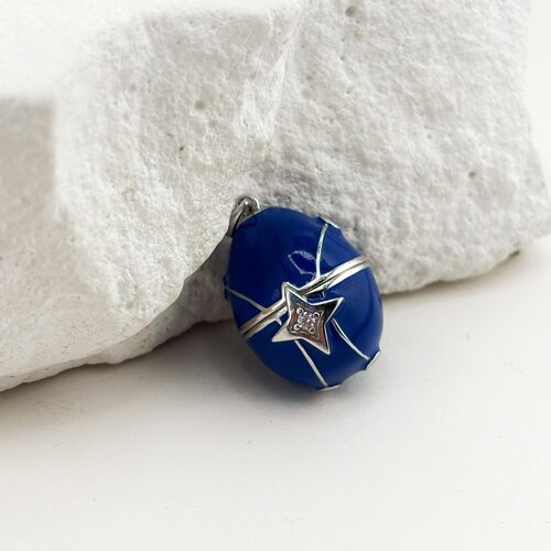 Подвеска "Птичка" с фианитами и эмалью из серебра 925 пробы