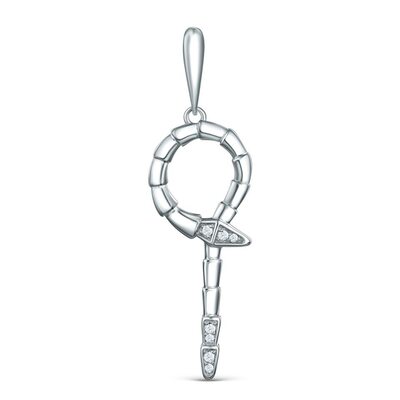 Подвеска "Змея" с фианитами из серебра 925 пробы