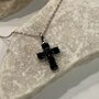 Колье "Крест" со шпинелью из серебра 925 пробы арт. P5259_TSP_SP_WG