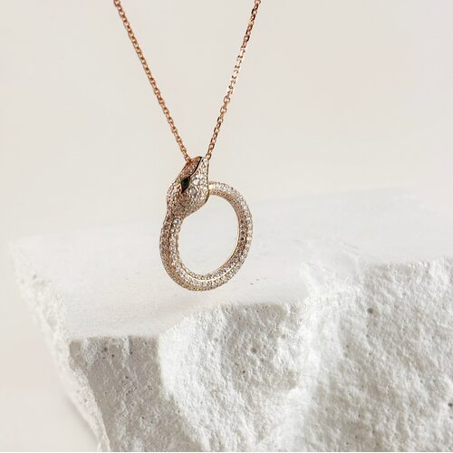 Колье "Змея" с бриллиантами и изумрудом из золота 585 пробы