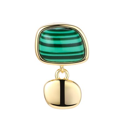 Подвеска с искусственным малахитом из серебра 925 пробы с позолотой