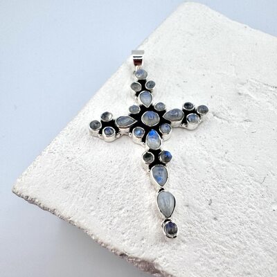 Подвеска с жемчугом и лабрадоритом из серебра 925 пробы