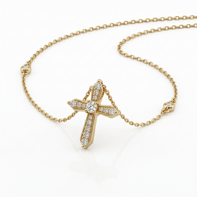 Колье с бриллиантами из желтого золота 585 пробы