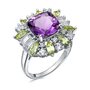 Кольцо с аметистом, перидотом и топазами из серебра 925 пробы арт. R-04868-31-S00_KO_AM_PD_W
