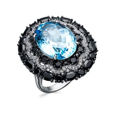 Кольцо с топазом, шпинелью и цирконом из серебра 925 пробы
