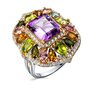 Кольцо с аметистом, перидотом, турмалинами и цирконом из серебра 925 пробы арт. R-09705-88-S09_KO_AM_PD_T