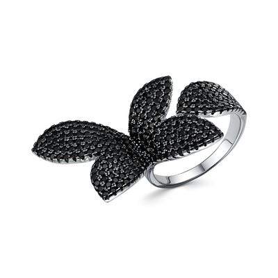 Кольцо "Цветок" со шпинелью из серебра 925 пробы