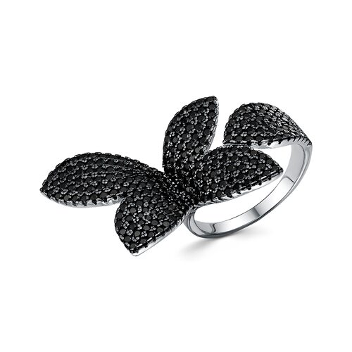 Кольцо "Цветок" со шпинелью из серебра 925 пробы