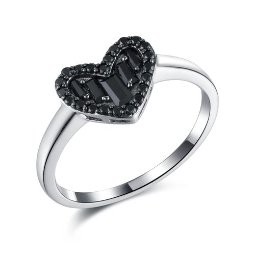 Кольцо "Сердце" со шпинелью из серебра 925 пробы