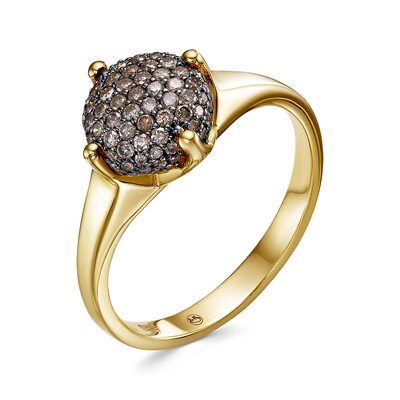 Кольцо с бриллиантами из желтого золота 585 пробы