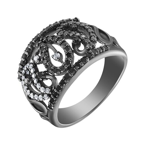 Кольцо с бриллиантами из черного золота 585 пробы