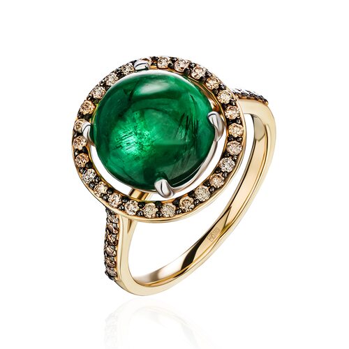 Кольцо с изумрудом и бриллиантами из золота 585 пробы