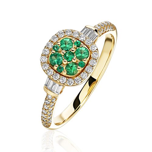 Кольцо с изумрудами и бриллиантами из золота 575 пробы