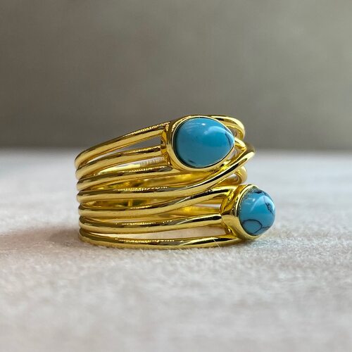 Кольцо с бирюзой из серебра 925 пробы