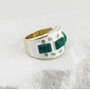 Кольцо с фианитами, малахитом и эмалью из серебра 925 пробы с позолотой арт. R41929-BY