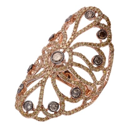 Кольцо с бриллиантами из розового золота 750 пробы 