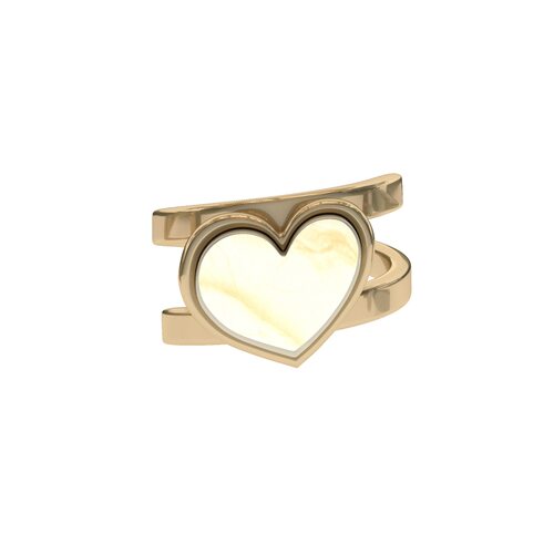 Кольцо "Сердце" с янтарем из серебра 925 пробы с позолотой