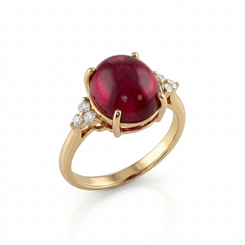 Кольцо с рубином и бриллиантами из золота 585 пробы