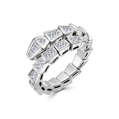 Кольцо "Змея" с фианитами из серебра 925 пробы