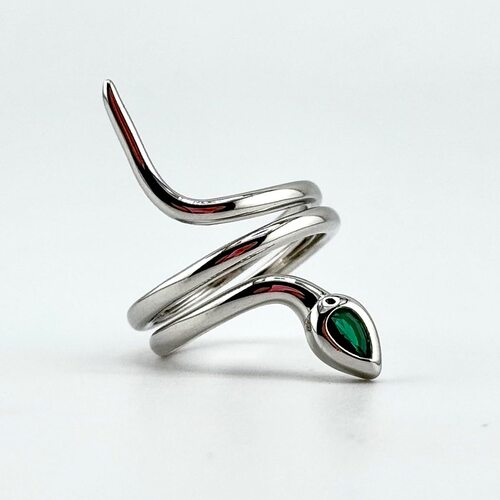 Кольцо "Змея" с фианитом из серебра 925 пробы