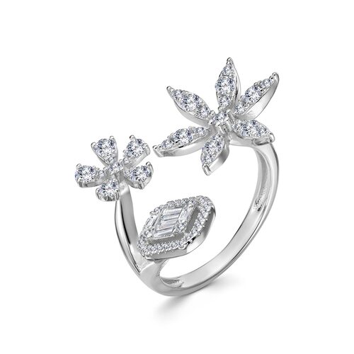 Кольцо "Цветы" с фианитами из серебра 925 пробы