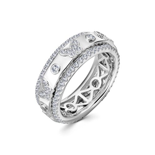 Кольцо "Бабочки" с фианитами из серебра 925 пробы