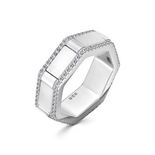 Кольцо с перламутром и фианитами из серебра 925 пробы