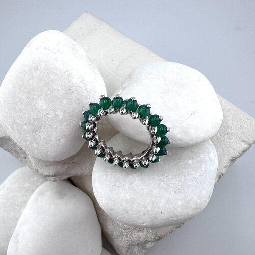 Кольцо с агатами из серебра 925 пробы