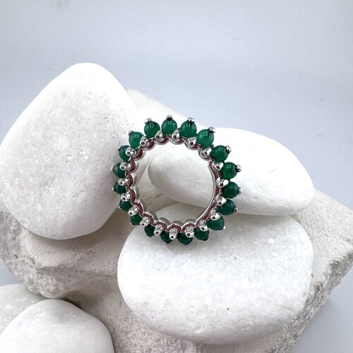 Кольцо с агатами из серебра 925 пробы